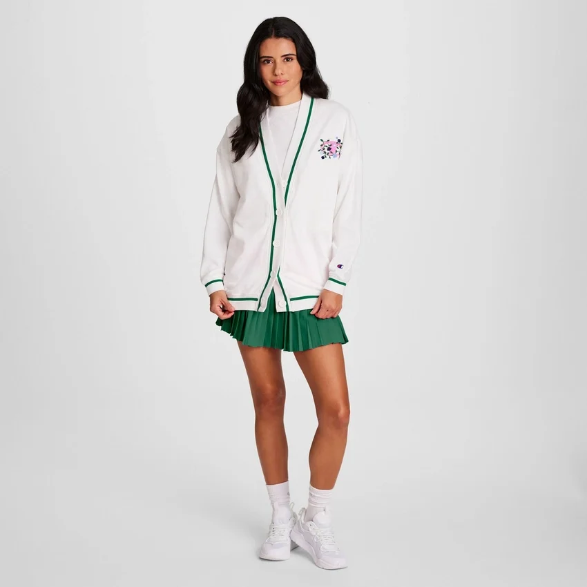 Country Club Cardigan, Embroidered Floral "C" Logo