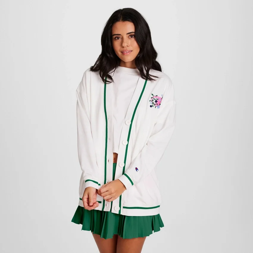 Country Club Cardigan, Embroidered Floral "C" Logo