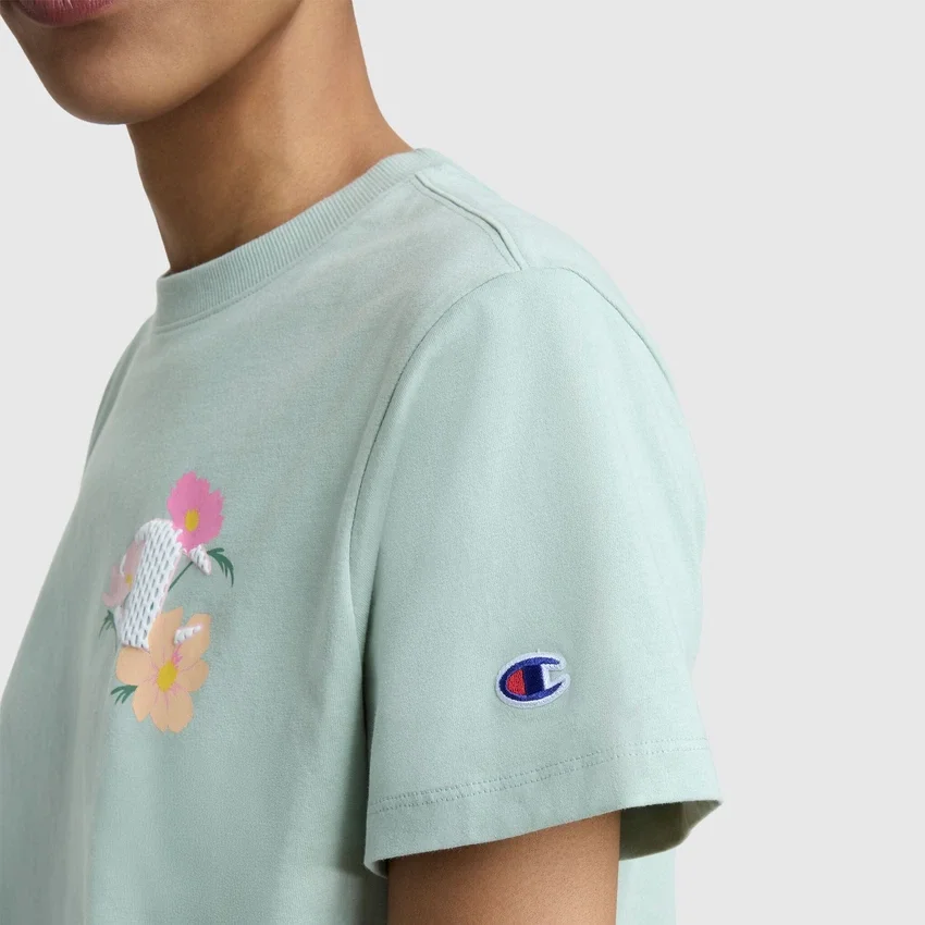 Floral Mesh "C" Graphic T-Shirt, C Logo
